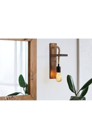 Applique murale en pin massif Ahsap - Naturel et noir - 40 W