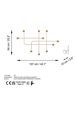 Porte-manteau - Doré - 107 x 64 x 10 cm