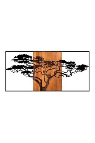 Décoration murale en bois Acacia Tree 328 - 147 x 70 cm - Naturel et noir