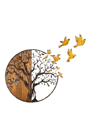 Décoration murale en bois - 92 x 71 x 3 cm - Naturel et noir