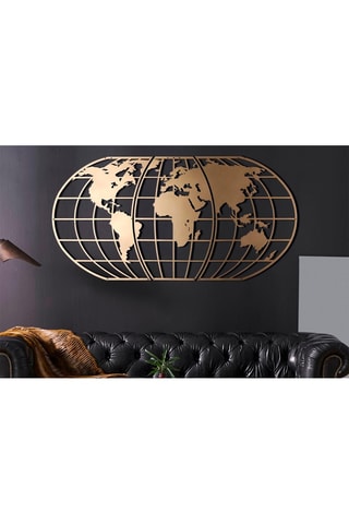 Décoration murale World Map Globe - 60 x 120 cm - Doré -