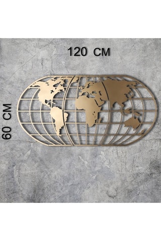 Décoration murale World Map Globe - 60 x 120 cm - Doré -