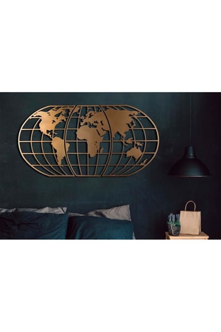 Décoration murale World Map Globe - 60 x 120 cm - Doré -