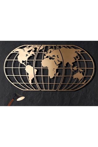 Décoration murale World Map Globe - 60 x 120 cm - Doré -