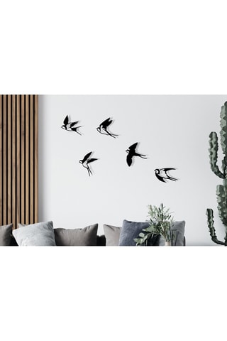 Décoration murale 5 oiseaux - 27 x 26 cm - 29 x 26,5 cm - 31 x 19 cm - 24 x 32 cm - 29 x 31,5 cm - Noir