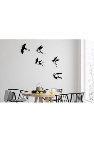 Décoration murale 5 oiseaux - 27 x 26 cm - 29 x 26,5 cm - 31 x 19 cm - 24 x 32 cm - 29 x 31,5 cm - Noir