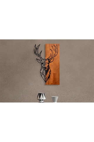 Décoration murale en bois Red Deer 1 - 36 x 58 cm - Naturel et noir