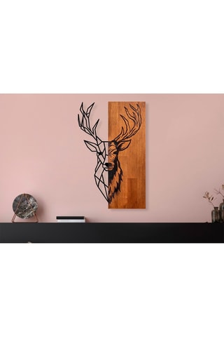 Décoration murale en bois Red Deer 1 - 36 x 58 cm - Naturel et noir