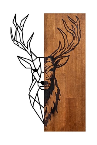 Décoration murale en bois Red Deer 1 - 36 x 58 cm - Naturel et noir
