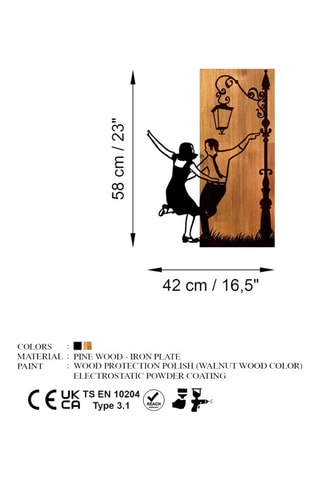 Décoration murale Danse - 42 x 58 x 3 cm - Naturel et noir