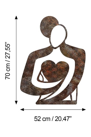 Décoration murale Rusty Hug - 70 x 52 cm - Marron