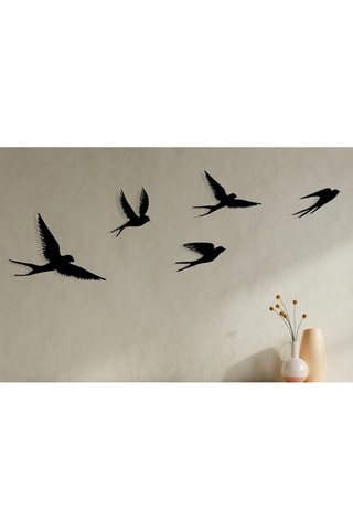 Décoration murale 5 oiseaux - 33 x 22,5 cm - 13,5 x 17 cm - 16 x 10 cm - 23,5 x 15,5 cm - 17 x 10 cm - Noir