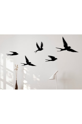 Décoration murale 5 oiseaux - 33 x 22,5 cm - 13,5 x 17 cm - 16 x 10 cm - 23,5 x 15,5 cm - 17 x 10 cm - Noir