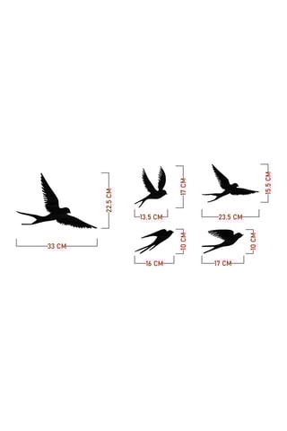 Décoration murale 5 oiseaux - 33 x 22,5 cm - 13,5 x 17 cm - 16 x 10 cm - 23,5 x 15,5 cm - 17 x 10 cm - Noir