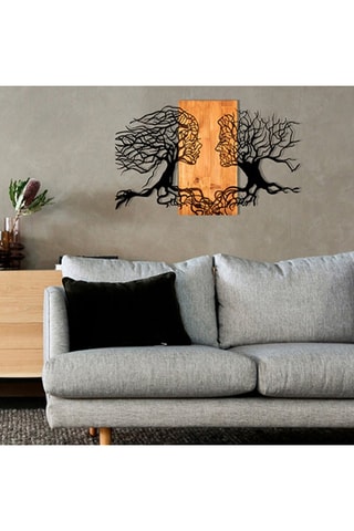 Décoration murale en bois - 92 x 58 x 3 cm - Naturel et noir