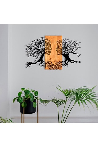 Décoration murale en bois - 92 x 58 x 3 cm - Naturel et noir