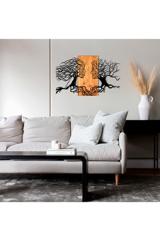 Décoration murale en bois - 92 x 58 x 3 cm - Naturel et noir