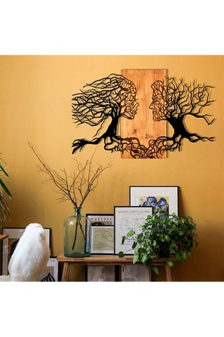 Décoration murale en bois - 92 x 58 x 3 cm - Naturel et noir