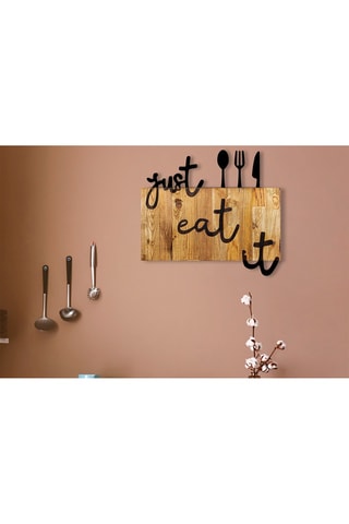 Décoration murale en bois - 58 x 52 cm - Naturel et noir