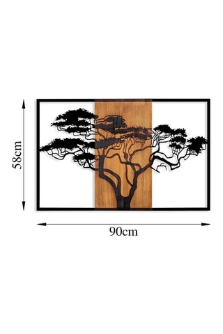 Décoration murale Acacacia - 90 x 58 cm - Naturel et noir