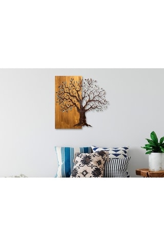 Décoration murale Arbre - Naturel et noir - En bois - 60 x 58 x 3 cm