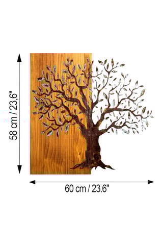 Décoration murale Arbre - Naturel et noir - En bois - 60 x 58 x 3 cm