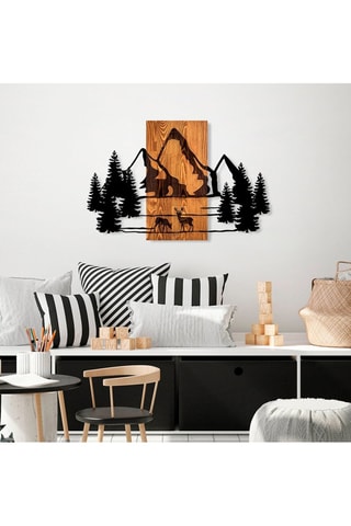 Décoration murale en bois Natural habitat - 87 x 57 cm - Naturel et noir