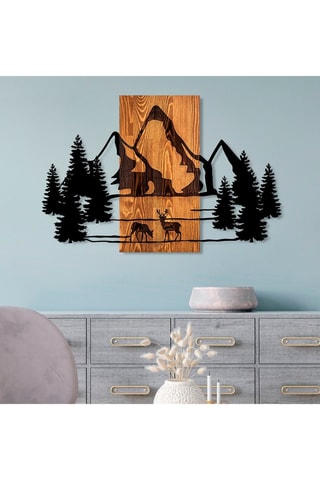 Décoration murale en bois Natural habitat - 87 x 57 cm - Naturel et noir