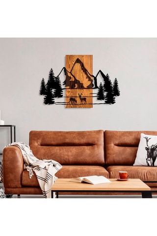 Décoration murale en bois Natural habitat - 87 x 57 cm - Naturel et noir