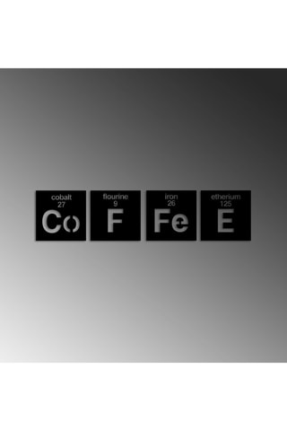 4 décorations murales Coffee 13 - Noir - 4 x (18 x 18) cm