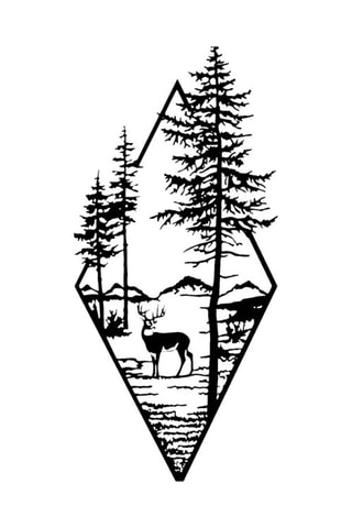 Décoration murale Deer -  Noir - 39 x 85 cm