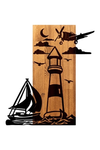 Décoration murale en bois - 52 x 58 x 3 cm - Naturel et noir