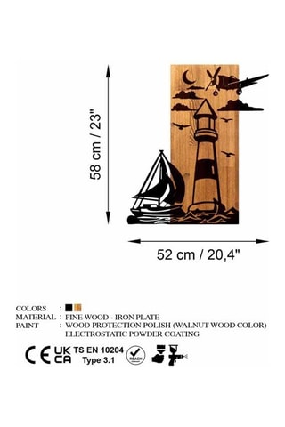 Décoration murale en bois - 52 x 58 x 3 cm - Naturel et noir