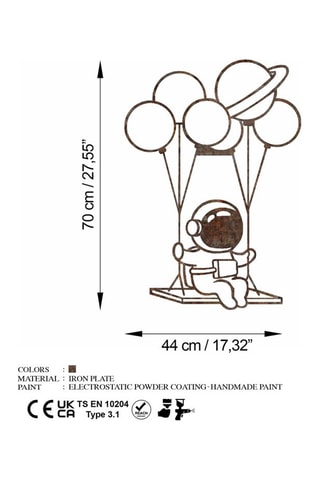 Décoration murale Rusty Astro - Marron - 44 x 70 cm