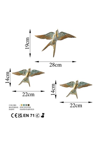 3 décorations murales - 28 x 19 x 2/22 x 14 x 2/22 x 14 x 2 cm - Blanc et doré