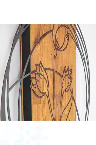 Décoration murale en bois Orchid - 55 x 57,5 cm - Naturel et noir