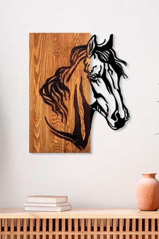 Décoration murale en bois - Naturel et noir - 48 x 58 cm