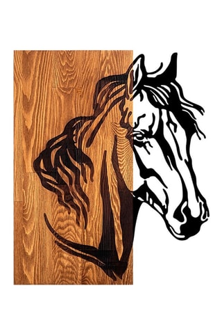 Décoration murale en bois - Naturel et noir - 48 x 58 cm