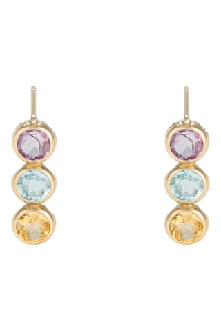 Oorbellen Trio - Geelgoud, Citrien, Topaas en Amethist