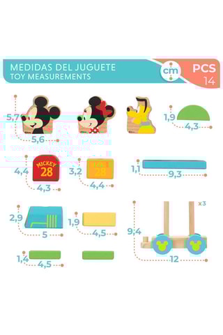 Train en bois Mickey et ses amis Disney - 14 pièces - Dès 18 mois
