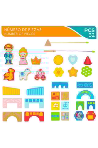 Jeu de construction en bois 32 pièces - Dès 18 mois