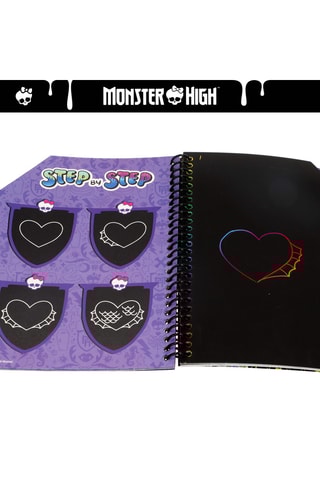 Livre à gratter à spirale Monster High - 44 pages - Noir et vert clair -  Dès 3 ans