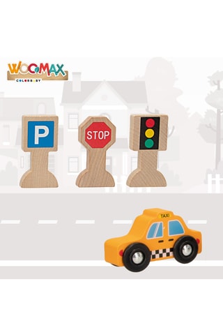 Véhicules et panneaux de circulation en bois - 15 pièces - Dès 18 mois