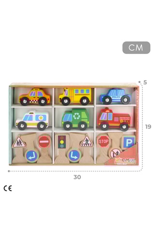Véhicules et panneaux de circulation en bois - 15 pièces - Dès 18 mois