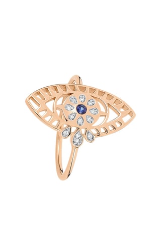 Ring - Roségoud, Diamanten en Saffier