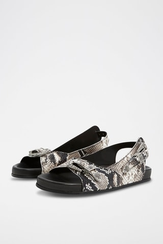 Sandales en cuir - Noir et gris