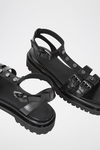 Sandales plateformes en cuir - Noir