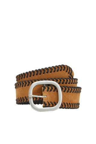 Ceinture en croûte de cuir - Camel et noir