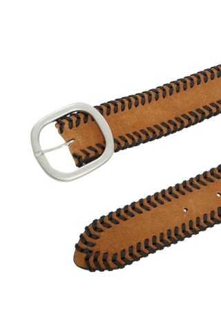 Ceinture en croûte de cuir - Camel et noir