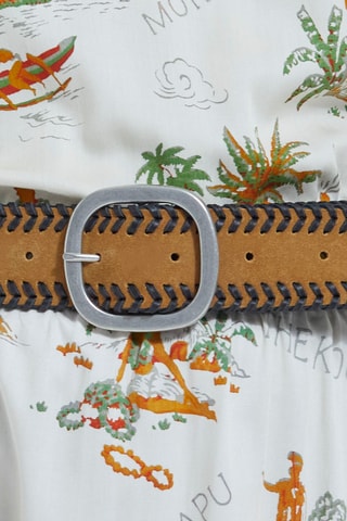 Ceinture en croûte de cuir - Camel et noir